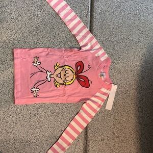 Pink Striped Kids Shirt with Cindy Lou Who Print